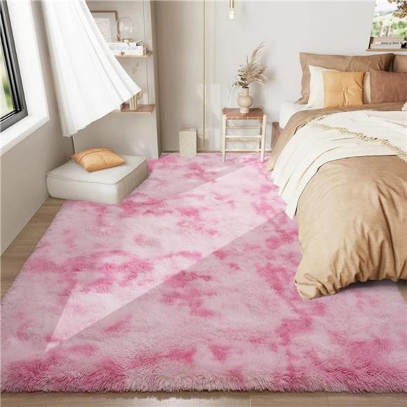 Luxury Shag Rug Fluffy Area Rugs 4x6 Feet, Cute Rainbow Rugs for Girls Bedroom - Picture 4 of 6